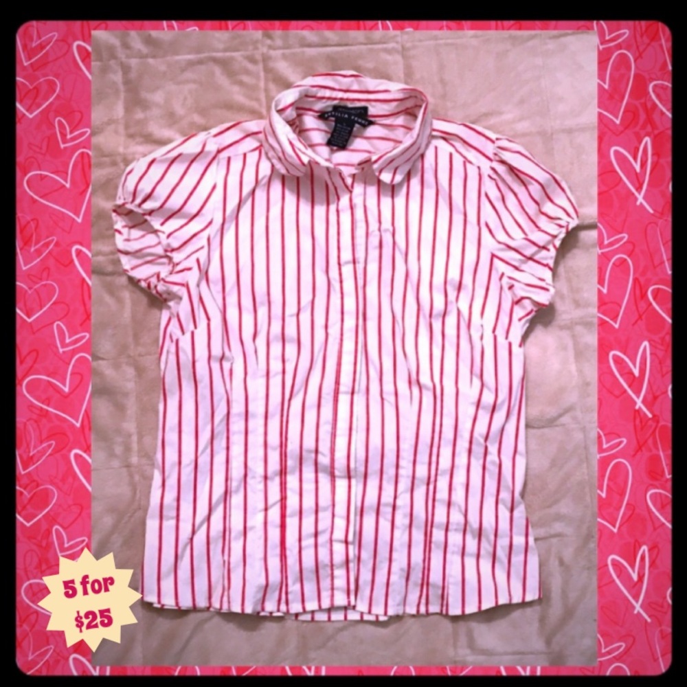 💥 Red pinstripe button-up blouse